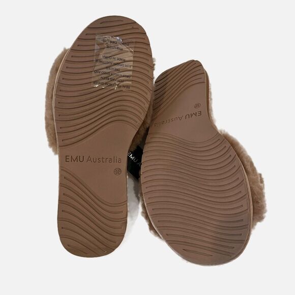 Emu Australia Naledi Sheepskin Sherpa Merino Wool Slides Brown Size 10 Slipper - Picture 4 of 9